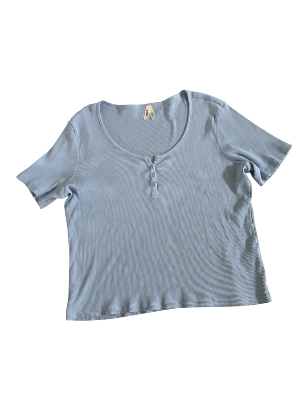 Pact Women's Organic Cotton Favorite Rib Henley Top | Pale Blue | XXL